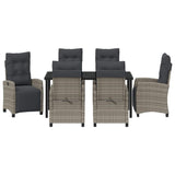 Garden Dining Set with Cushion 7 pcs Grey Poly Rattan