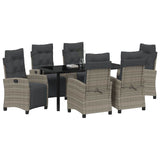 Garden Dining Set with Cushion 7 pcs Grey Poly Rattan