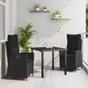 Garden Dining Set 3 pcs Black Poly Rattan