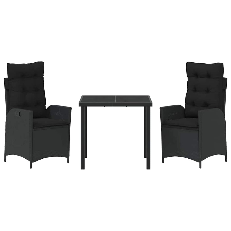 Garden Dining Set 3 pcs Black Poly Rattan