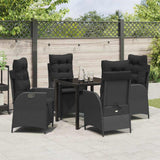 Garden Dining Set with Cushion 5 pcs Black Poly Rattan - Top-Down View