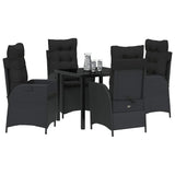 Garden Dining Set with Cushion 5 pcs Black Poly Rattan - Side View