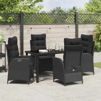 Garden Dining Set 5 pcs Black Poly Rattan