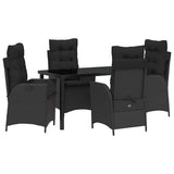 Garden Dining Set with Cushion 5 pcs Black Poly Rattan