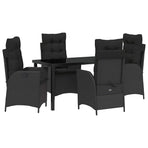 Garden Dining Set 5 pcs Black Poly Rattan