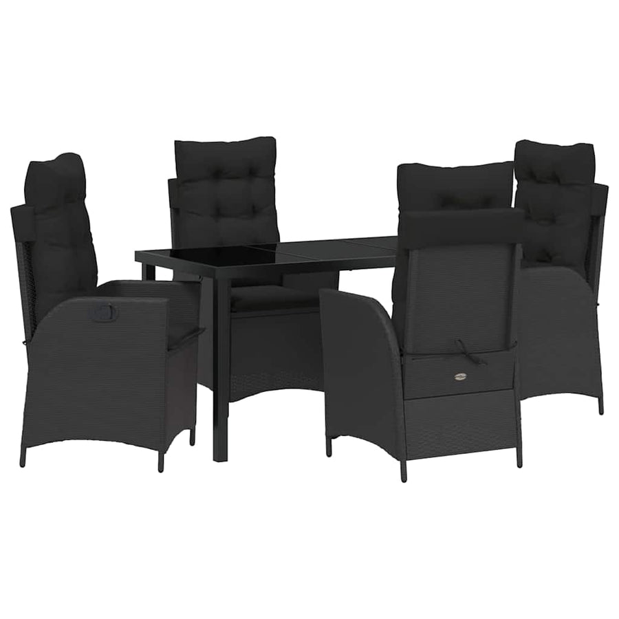 Garden Dining Set 5 pcs Black Poly Rattan