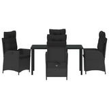 Garden Dining Set with Cushion 5 pcs Black Poly Rattan - Close-Up Angle