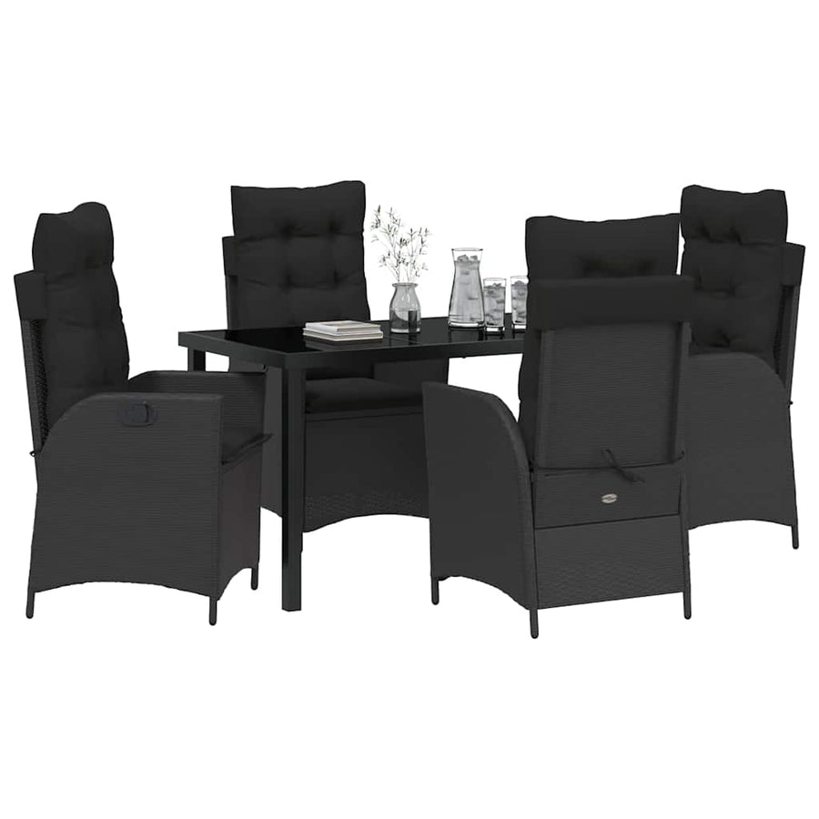 Garden Dining Set 5 pcs Black Poly Rattan