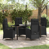 Garden Dining Set with Cushion 5 pcs Black Poly Rattan