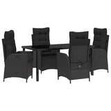 Garden Dining Set with Cushion 5 pcs Black Poly Rattan