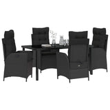 Garden Dining Set with Cushion 5 pcs Black Poly Rattan - Side View