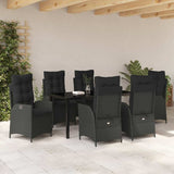 Garden Dining Set with Cushion 7 pcs Black Poly Rattan - Top-Down View