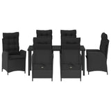Garden Dining Set with Cushion 7 pcs Black Poly Rattan
