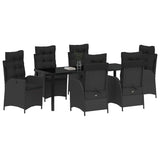 Garden Dining Set with Cushion 7 pcs Black Poly Rattan