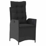 Garden Dining Set with Cushion 9 pcs Black Poly Rattan