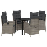 Garden Dining Set with Cushion 5 pcs Grey Poly Rattan - Front View