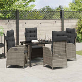 Garden Dining Set with Cushion 5 pcs Grey Poly Rattan