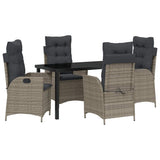 Garden Dining Set with Cushion 5 pcs Grey Poly Rattan