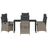 Garden Dining Set with Cushion 5 pcs Grey Poly Rattan - Close-Up Angle