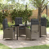 Garden Dining Set with Cushion 5 pcs Grey Poly Rattan