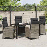 Garden Dining Set with Cushion 5 pcs Grey Poly Rattan - Top-Down View