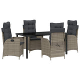Garden Dining Set with Cushion 5 pcs Grey Poly Rattan