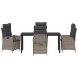 Garden Dining Set with Cushion 5 pcs Grey Poly Rattan - Close-Up Angle