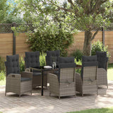 Garden Dining Set with Cushion 7 pcs Grey Poly Rattan