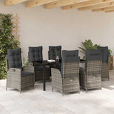 Garden Dining Set with Cushion 7 pcs Grey Poly Rattan - Top-Down View