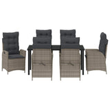 Garden Dining Set with Cushion 7 pcs Grey Poly Rattan - Close-Up Angle