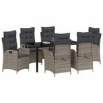 Garden Dining Set 7 pcs Grey Poly Rattan
