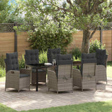 Garden Dining Set with Cushion 7 pcs Grey Poly Rattan