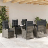 Garden Dining Set with Cushion 7 pcs Grey Poly Rattan - Top-Down View
