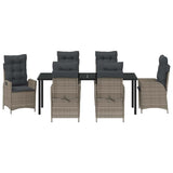 Garden Dining Set with Cushion 7 pcs Grey Poly Rattan