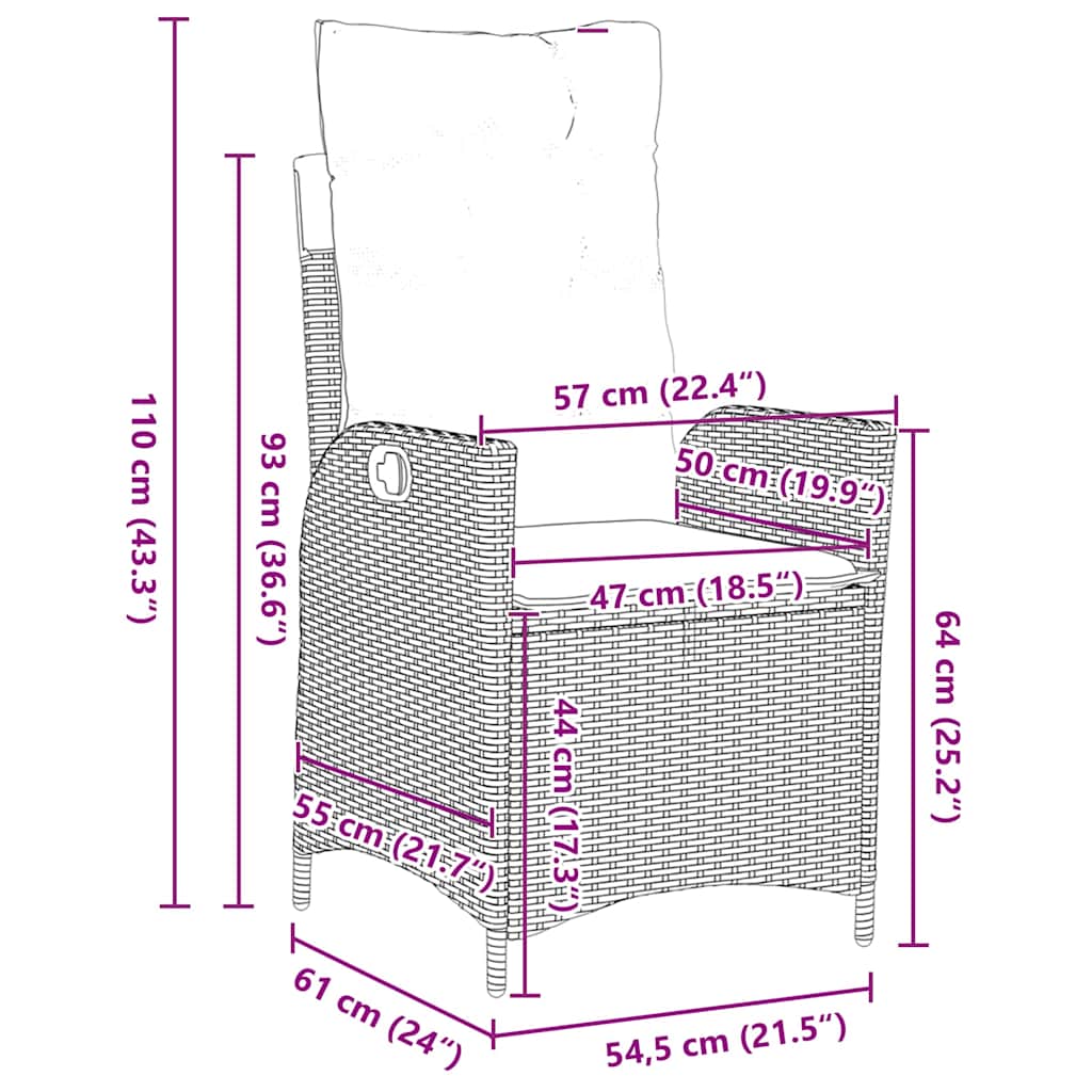 Garden Dining Set with Cushion 9 pcs Grey Poly Rattan