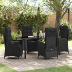 Garden Dining Set 5 pcs Black Poly Rattan