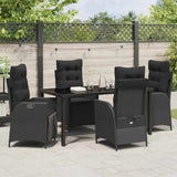 Garden Dining Set with Cushion 5 pcs Black Poly Rattan - Top-Down View