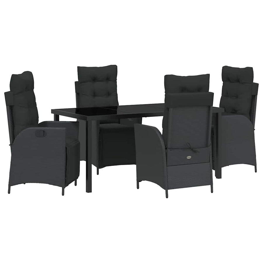 Garden Dining Set 5 pcs Black Poly Rattan