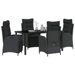 Garden Dining Set 5 pcs Black Poly Rattan