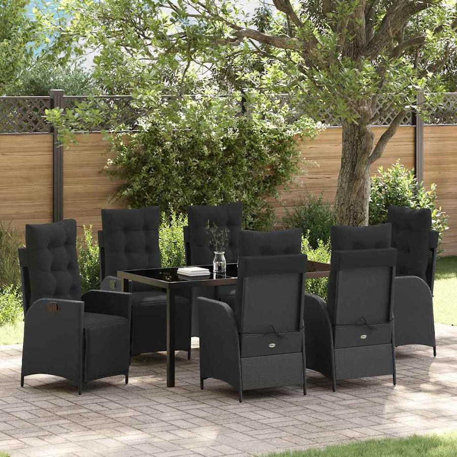 Garden Dining Set 7 pcs Black Poly Rattan