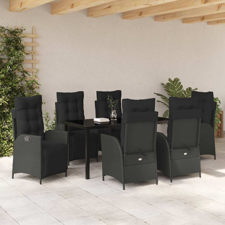 Garden Dining Set 7 pcs Black Poly Rattan