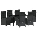 Garden Dining Set 7 pcs Black Poly Rattan