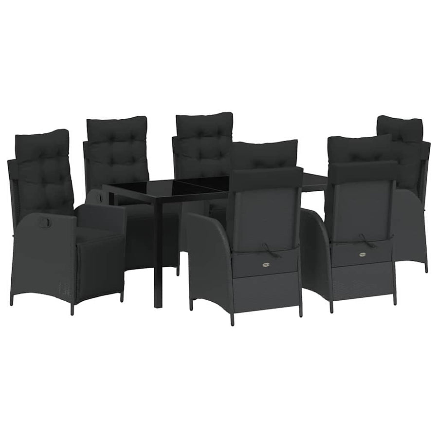 Garden Dining Set 7 pcs Black Poly Rattan