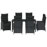 Garden Dining Set with Cushion 7 pcs Black Poly Rattan - Close-Up Angle