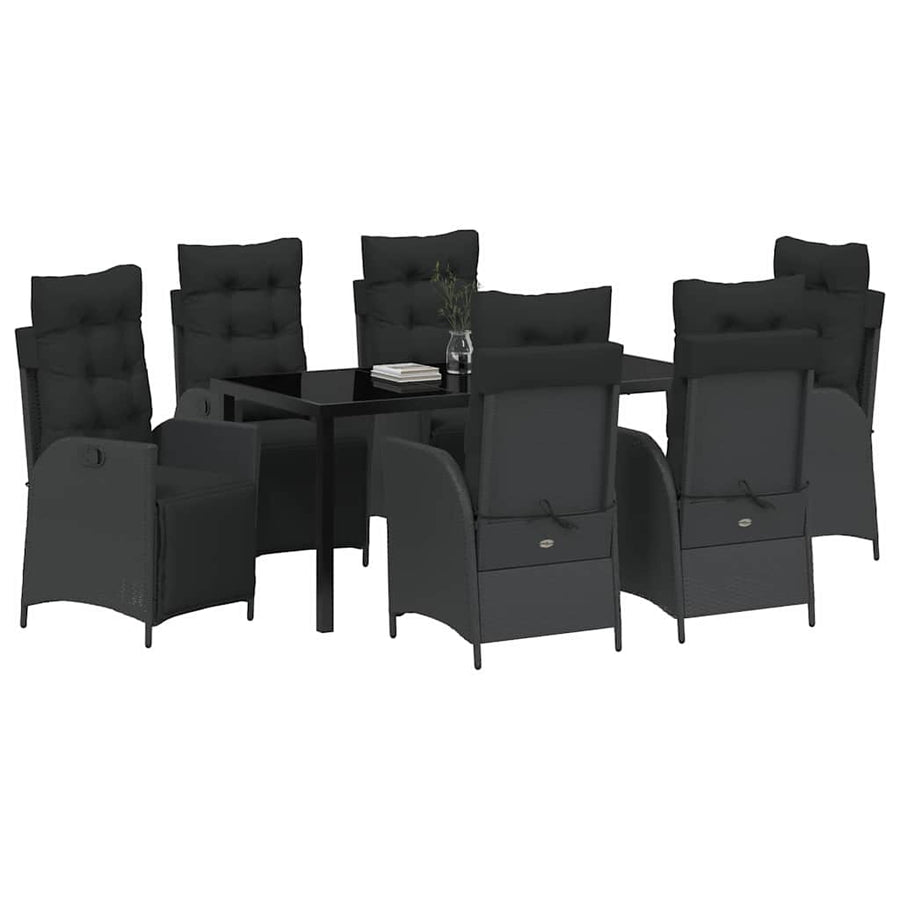 Garden Dining Set 7 pcs Black Poly Rattan