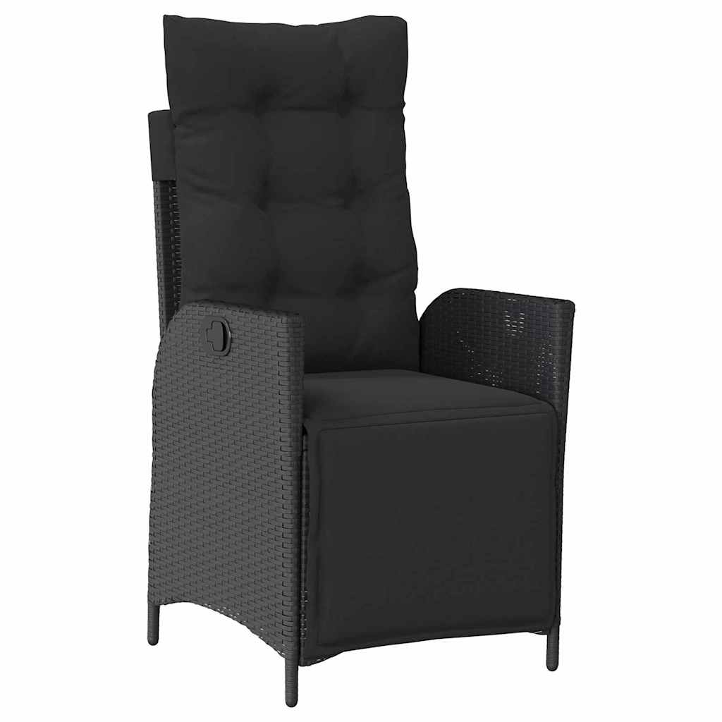 Garden Dining Set with Cushion 7 pcs Black Poly Rattan