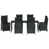 Garden Dining Set with Cushion 7 pcs Black Poly Rattan