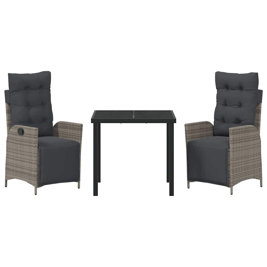 Garden Dining Set 3 pcs Grey Poly Rattan