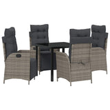 Garden Dining Set with Cushion 5 pcs Grey Poly Rattan