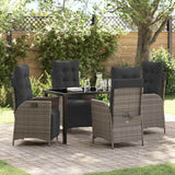 Garden Dining Set with Cushion 5 pcs Grey Poly Rattan